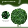 HOMCOM Set of 2 Artificial Topiary Balls, 40cm Faux Boxwood Balls, Hanging Decoration for Home, Indoor, Outdoor, Green