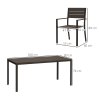 Outsunny 7 Piece Garden Furniture Set, 160 x 80 cm Rectangle Table and 6 Stackable Chairs Set, Outdoor Dining Set for Balcony, Deck, Dark Brown