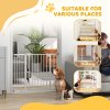 PawHut Dog Gate Stair Gate Pressure Fit Pets Barrier Auto Close for Doorway Hallway, 74-100cm Wide Adjustable, White