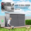 Outsunny 5 x 9ft Galvanised Metal Garden Shed with Foundation Kit, Outdoor Lean-to Shed, Tool Storage House with Lockable Doors, Gloves and 2 Air Vents for Patio, Garden, Grey