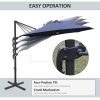 Outsunny 3(m) Cantilever Roma Parasol Garden Sun Umbrella Outdoor Patio with 360 Rotation Crank & Tilt Aluminium Frame LED Solar Light Cross Base, Blue