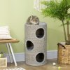PawHut Cat Barrel Kitten Tree Tower for Indoor Cats, Cat Climbing Frame, Covered in Sisal, Cosy Platform - Light Grey