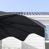 Outsunny 3(m) Garden Parasol Umbrella with 32 Solar LED Lights and Tilt, Outdoor Market Table Umbrella Sun Shade Canopy with Crank, 8 Ribs, Dark Grey