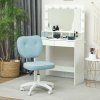 Vinsetto Cute Armless Office Chair, Small PU Leather Computer Desk Chair with Adjustable Height, Swivel Wheels, Mid Back, Light Blue
