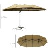 Outsunny 4.5m Patio Cantilever Roma Parasol, Large Double-Sided Rectangular Garden Umbrella with Crank Handle, 360 degrees Cross Base for Bench, Outdoor, Khaki