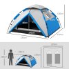 Outsunny Camping Tent, 3-4 Man Family Dome Tent, 2000mm Waterproof, with Carry Bag and Top Hook, for Fishing Hiking Festival, Quick Setup, Blue