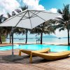 Outsunny Square Cantilever Patio Parasol Base, 113 kg Water or 150 kg Sand Filled Stand with Wheels Heavy-Duty, Coffee