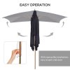 Outsunny 2 x 3m Wooden Garden Parasol Umbrella Outdoor Sun Shade Canopy, Table Market Umbrella with Vent, 38 mm Pole, Rope Pulley Mechanism, Black