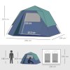 Outsunny 3-4 Person Pop-Up Camping Tent Hiking Family Travel Shelter Portable Double Layer Automatic Outdoor Olive Green