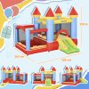 Outsunny Kids Bouncy Castle House Inflatable Trampoline Slide Water Pool Basket 4 in 1 with Blower Basketball Hoop for Kids Age 3-8 Castle Design 2.8 x 2.6 x 2.1m