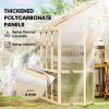 Outsunny 6.6 x 6ft Polycarbonate Greenhouse, Walk-in Wooden Greenhouse with Lockable Door and Window, Garden Plants Grow House, Brown