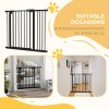 PawHut Dog Gate Stair Gate Pressure Fit Pets Barrier Auto Close for Doorway Hallway, 74-94cm Wide Adjustable, Black