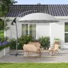 Outsunny 2.7m Cantilever Parasol with Cross Base, Banana Parasol with Crank Handle and 16 Fibreglass Ribs, Round Hanging Patio Umbrella for Outdoor Pool, Garden, Balcony, Grey