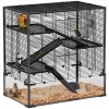 PawHut Hamster Cage with Deep Tempered Glass Bottom, 4 Tier Large Hamster Tank with Hut, Running Wheel, Platforms, Ramps, Food Dish, Water Bottle, for Syrian, Dwarf, Rats, Gerbils, 78.5 x 48.5 x 80cm