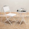 Outsunny 3 Pieces Outdoor Bistro Set, Glass Top Outdoor Table and 2 Folding Chairs, Garden Furniture Set with Protecting Feet, Steel Frame, Easy Clean, White