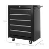 HOMCOM Steel 5-Drawer Tool Storage Cabinet Lockable with Wheels Handle 2 Keys Garage Equipment Trolley Home Work DIY Workshop Chest Black