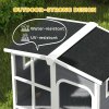 PawHut Wooden Dog Kennel, Elevated Dog House with Removable Floor, Asphalt and Openable Roof, Giant Window, Outdoor Pet House Shelter for Large Dogs, Charcoal Grey