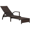 Outsunny PE Rattan Sun Lounger, Garden Lounger with 4-Level Adjustable Backrest, Outdoor Sunbed with Retractable Footrest for Balcony, Beach, Patio, Mixed-brown