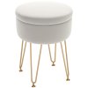 HOMCOM 5L Velvet Storage Ottoman, Modern Round Footstool with Metal Hairpin Legs and Removable Lid, Dressing Table Stool Side Table for Hallway, Bedroom, Living Room, 33 x 33 x 43 cm, Cream White