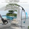 Outsunny 2.7m Cantilever Parasol with Cross Base, Banana Parasol with Crank Handle and 16 Fibreglass Ribs, Round Hanging Patio Umbrella for Outdoor Pool, Garden, Balcony, Grey