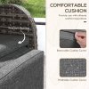 Outsunny 3 Pieces Rattan Bistro Set, Wicker Balcony Furniture Set with Reclining Sun Loungers, 2-Tier Coffee Table and Cushions, 2 Seater Garden Furniture for Outdoor Patio Balcony, Brown