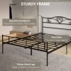 HOMCOM 5ft4 King Metal Bed Frame, Steel Bed Base with Headboard and Footboard, 31cm Under-bed Storage Space and Metal Slat Support for Bedroom, 165 x 211cm, Black