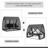 Outsunny 3 Seater Swing Chair 2 in 1 Garden Swing Seat Bed Convertible Outdoor Rocking Bench Bed with Water-Resistant Roof, Zipped Door and Mosquito Netting, Grey