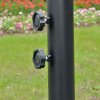 Outsunny 3(m) Cantilever Banana Parasol Hanging Umbrella with Double Roof, LED Solar lights, Crank, 8 Sturdy Ribs and Cross Base for Outdoor, Garden, Patio, Black