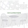Outsunny 3 Piece Patio Bistro Set for 2, Outdoor Aluminium Garden Table and Chairs with Adjustable Footpads for Balcony, Garden and Patio, White