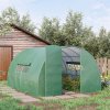 Outsunny Large Polytunnel Walk In Greenhouse, Plant Gardening Tunnel Green House with Metal Hinged Door, Galvanised Steel Frame & Mesh Windows, Green (3 x 4 m)