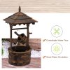 Outsunny Wooden Garden Wishing Well Fountain Barrel Waterfall Rustic Wood with Pump Garden D??cor Ornament