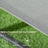 Outsunny Garden Bistro Set, 3 Pieces Table and Chairs Set, Outdoor Garden Furniture with Foldable Breathable Mesh Fabric Armchairs & Glass Top Coffee Table, Light Grey