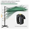 Outsunny 2.5 x 2.5m Patio Offset Parasol Umbrella Cantilever Hanging Aluminium Sun Shade Canopy Shelter 360 Rotation with Crank Handle and Cross Base, Green