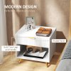 HOMCOM Bedside Table, Bedside Cabinet With Drawer and Open Compartment, Nightstand With Handle for Bedroom, Living Room, White