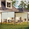 Outsunny 3 x 4m Metal Pergola with LED Lights, Outdoor Garden Pergola with Sliding Roof, Solar Powered, for BBQ, Cream White