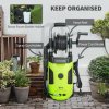 Outsunny 1800W High Pressure Washer, 150 Bar Pressure, 420 L/h Flow, Portable Power Washer Jet Wash Cleaner with Adjustable Nozzle, 6M Hose, Hose Reel, Steel Handle for Home Patio Car Driveway, Green