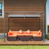 Outsunny 3 x 2m Metal Outdoor Pergola with Retractable Roof, Outdoor Gazebo Canopy Shelter with Drainage Holes for Garden, Patio, Lawn, Grey
