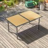 Outsunny Garden Table for 6, 150 cm Rectangular Outdoor Dining Table with 5 cm Umbrella Hole, Wood Effect Top, Rust Resistant Frame, for Patio, Balcony, Terrace, Natural Wood Finish