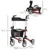 HOMCOM Folding Rollator Walker with Seat and Backrest, for Tall Over 6'9