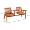Outsunny 2-Seater Wooden Garden Bench, Antique Loveseat Chair with Table & Parasol Hole, Outdoor Bench for Porch, Patio, Orange