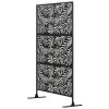 Outsunny Decorative Garden Privacy Screen with Stand, 6.5FT Freestanding Metal Outdoor Divider, Decorative Privacy Panel with Expansion Screws for Garden Pool Hot Tub, Willow Branch Style, Black