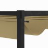 Outsunny 4 x 3(m) Metal Outdoor Pergola with Retractable Roof, Outdoor Gazebo Canopy Shelter with Drainage Holes for Garden, Patio, Lawn, Khaki
