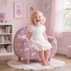 AIYAPLAY Kids Armchair, Glow in the Dark Single Chair with Star Design, Upholstered Toddler Tub Chair for Bedroom, Playroom, Kid Room, Pink