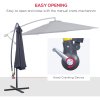 Outsunny 3(m) Garden Cantilever Parasol Patio Banana Hanging Umbrella Sun Shade with Crank and Tilt, 8 Ribs and Cross Base, Black