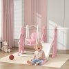AIYAPLAY Toddler Slide and Swing Set 4 in 1 with Climber, Basketball Hoop, Kids Slide for Age 1.5-4, Children Activity Centre Playground for Indoor Outdoor Garden, Rabbit Themed, Pink