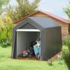 Outsunny 2.1 x 3.6 (m) Garden Storage Tent, Portable Shed with Heavy Duty Galvanised Steel Frame, Ventilation Window, Roll-up Zipper Door, for Bike, Motorbike, Garden Tools, Dark Grey