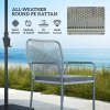 Outsunny 5 Piece Wicker Garden Dining Set, PE Rattan Garden Furniture Set with 4 Stackable Chairs, Tempered Glass Top Table and Cushions, Outdoor Table and Chairs for Patio, Conservatory, Light Grey