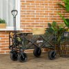 Outsunny 100KG Festival Trolley on Wheels, Folding Camping Trolley Cart with Telescopic Handle, Carry Bag and All-Terrain Big Wheels, for Garden Beach Fishing, Camouflage