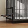 PawHut Dog Crate Furniture with 2 Rotatable Bowls, Dog Crate End Table with 2 Anti-Escape Doors, Storage Shelf, for Large Dogs, 100 x 60 x 88 cm, Grey