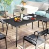 Outsunny Garden Dining Table for 6 Person, Rectangle Outdoor Table with Easy Clean Slat Top, Rust Resistant Steel Frame, for Terrace, Balcony, 150 x 80 x 74 cm, Black